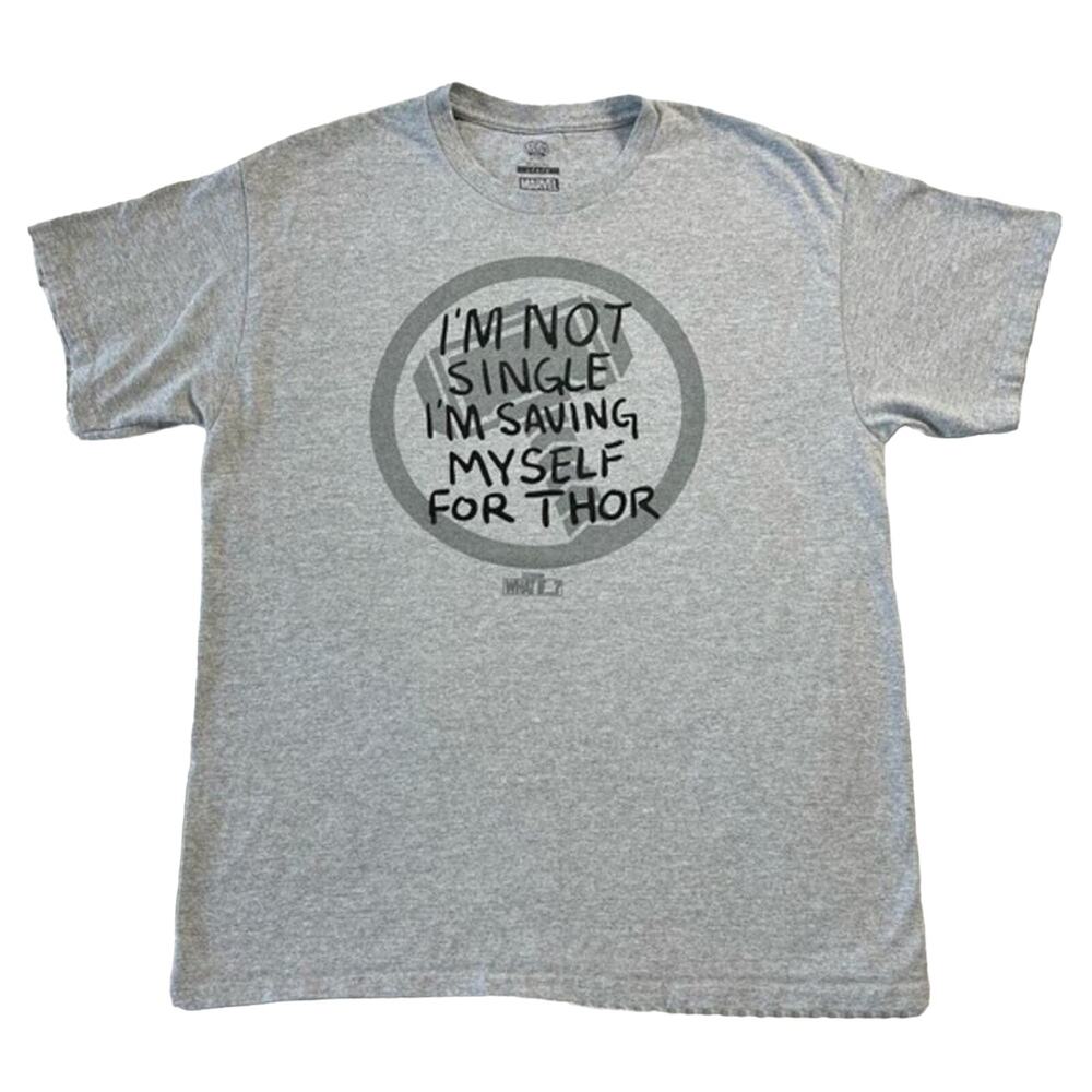 Marvel Thor Funny Graphic Tee Womens Large Gray Funko Pop Comic Shirt